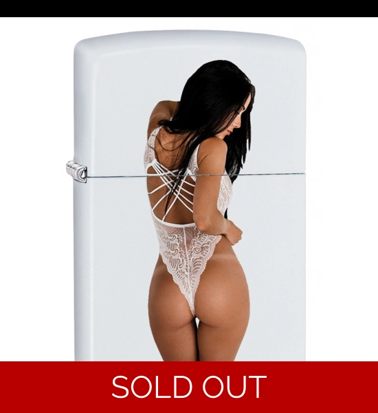 White Lingerie Brunette Zippo Lighter